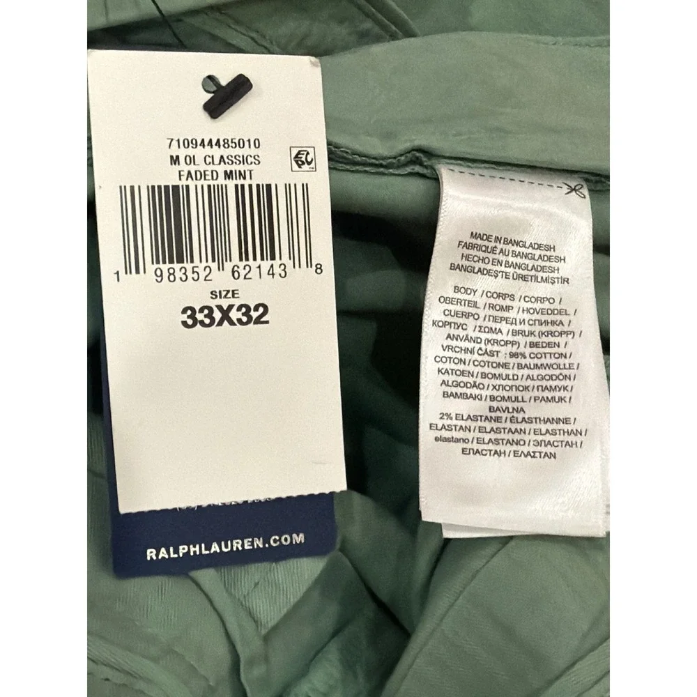 NWT Polo Ralph Lauren Jarrett Pant Mens Faded Mint Slim Fit Chino 33x32